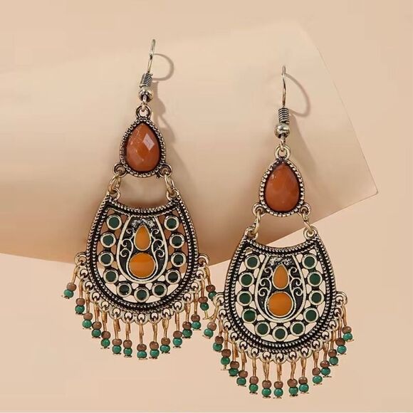 NEW … BOHEMIAN BEADED EARRINGS - Picture 2 of 6